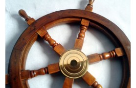 Barre à roue en bois clair, déco bord de mer, barre à roue décorative